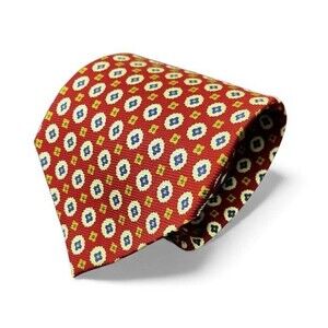 Polo Ralph Lauren Silk Tie Red Geometric Medallion Handmade Made USA Mens